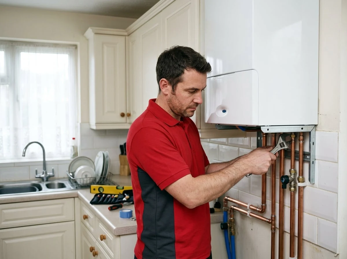 Loughton Plumbers engineer installing a new combi boiler in Loughton