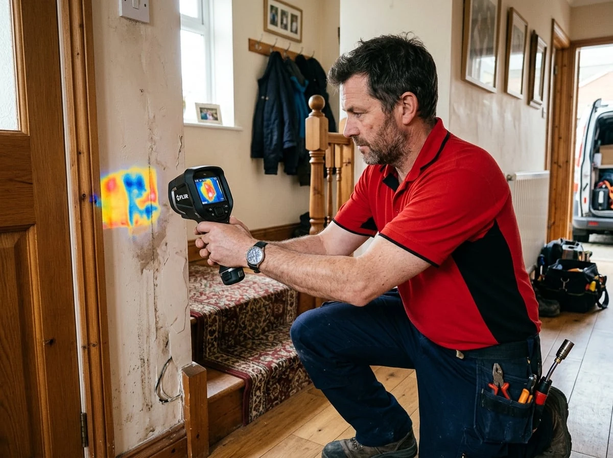 Loughton Plumbers engineer using a thermal imaging camera for leak detection in Loughton